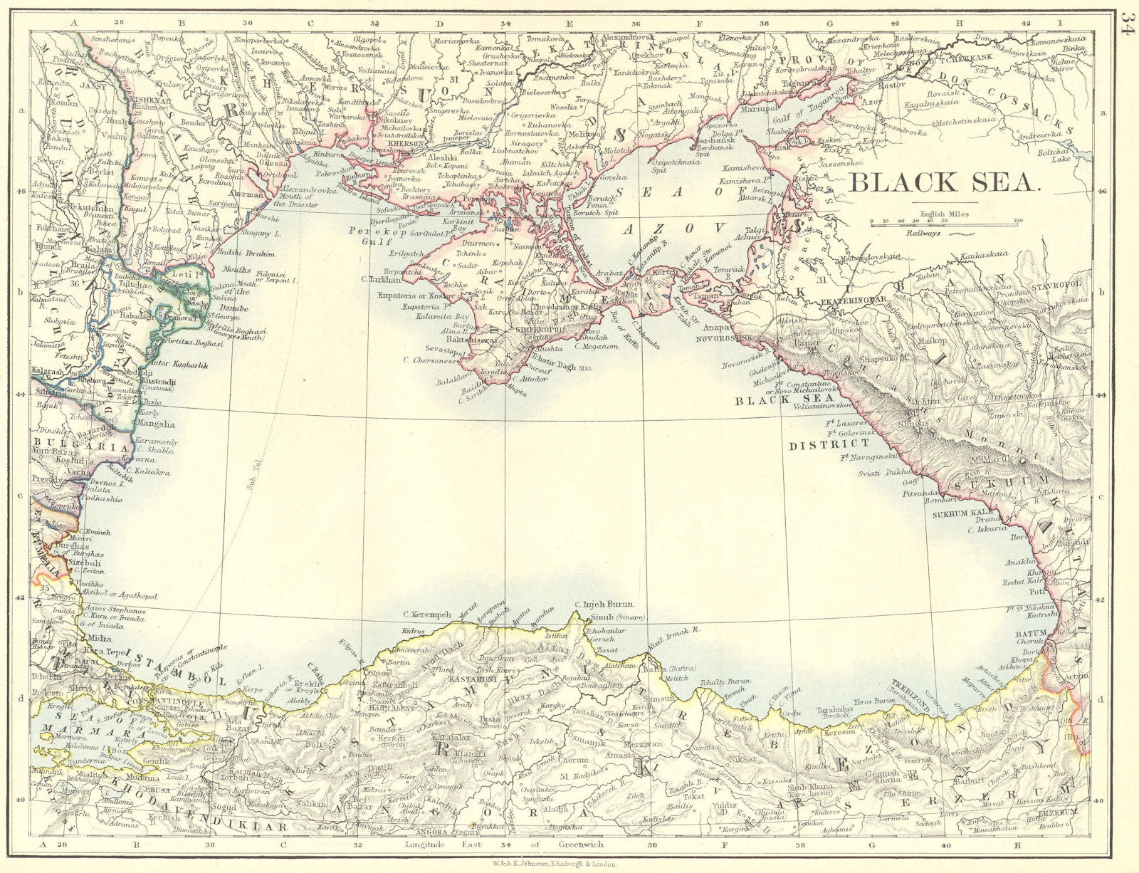 EUROPE. Black Sea 1897 old antique vintage map plan chart